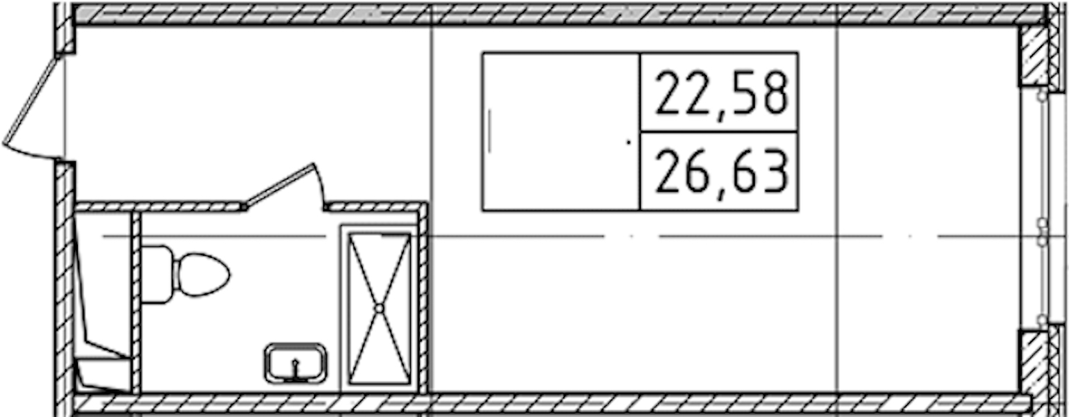 Квартира студия 26.63 м², 14/14 эт., Комплекс апартаментов «Ladozhsky Avenir»